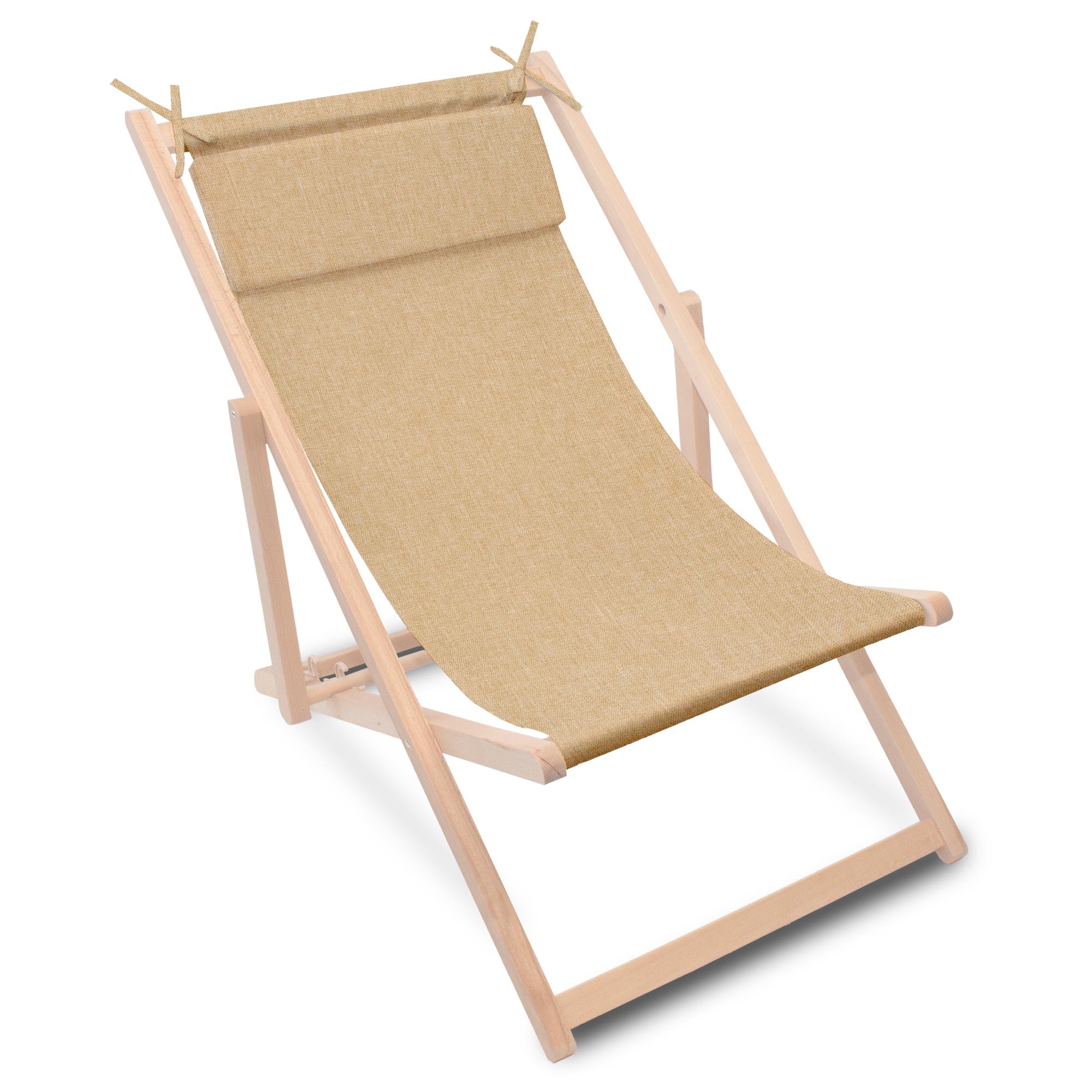 Dřevěné lehátko s polštářem imitace lnu Desert Sand