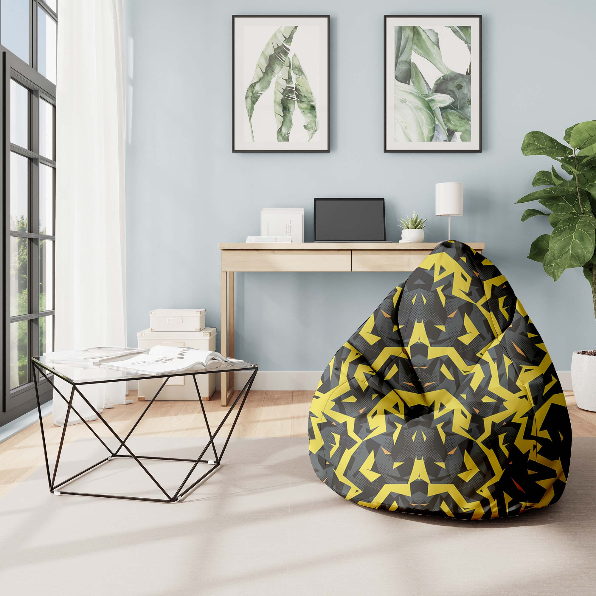 Pearshape Pouf with Footrest Abstraction
