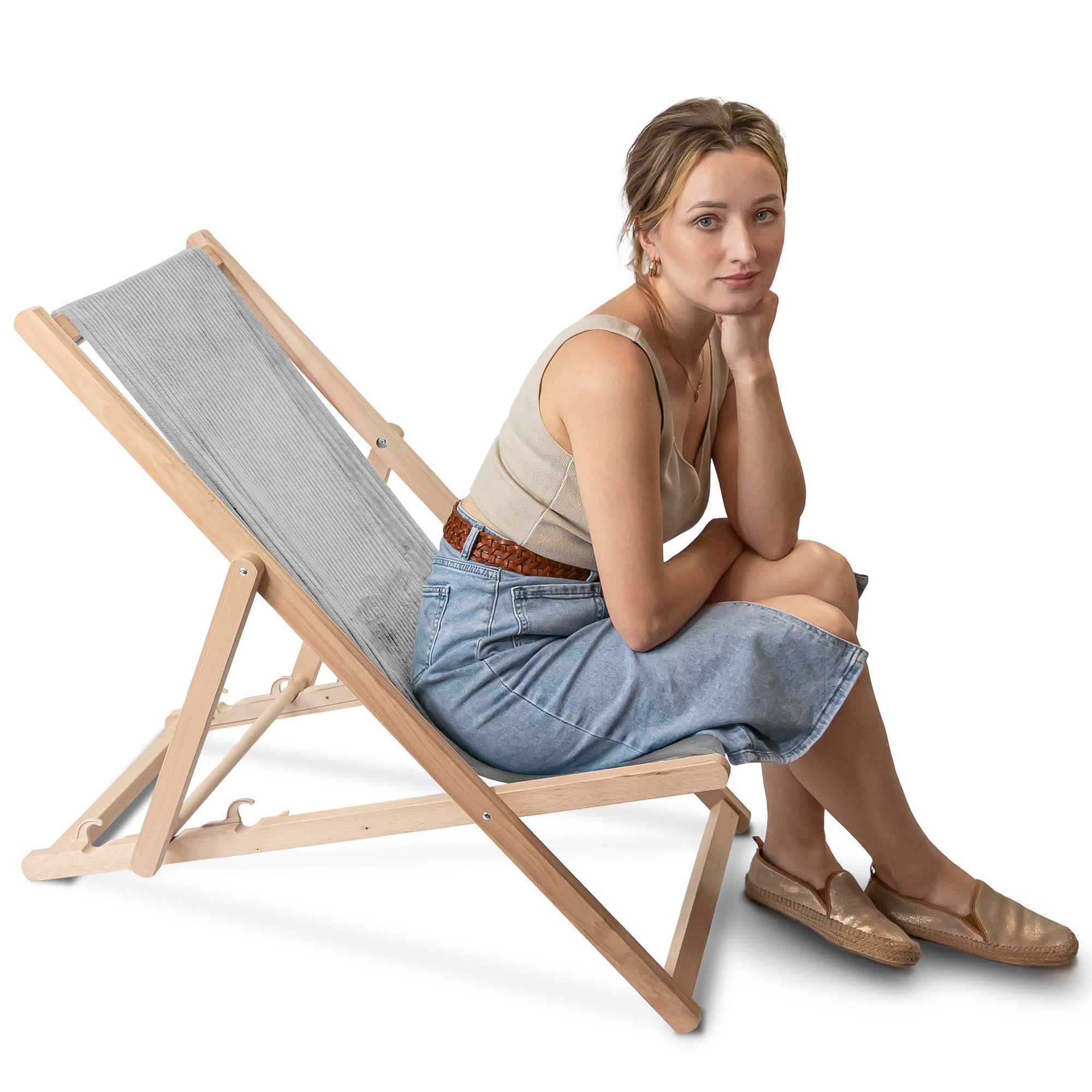 Lincoln Wooden Deck Chair Cool Grey