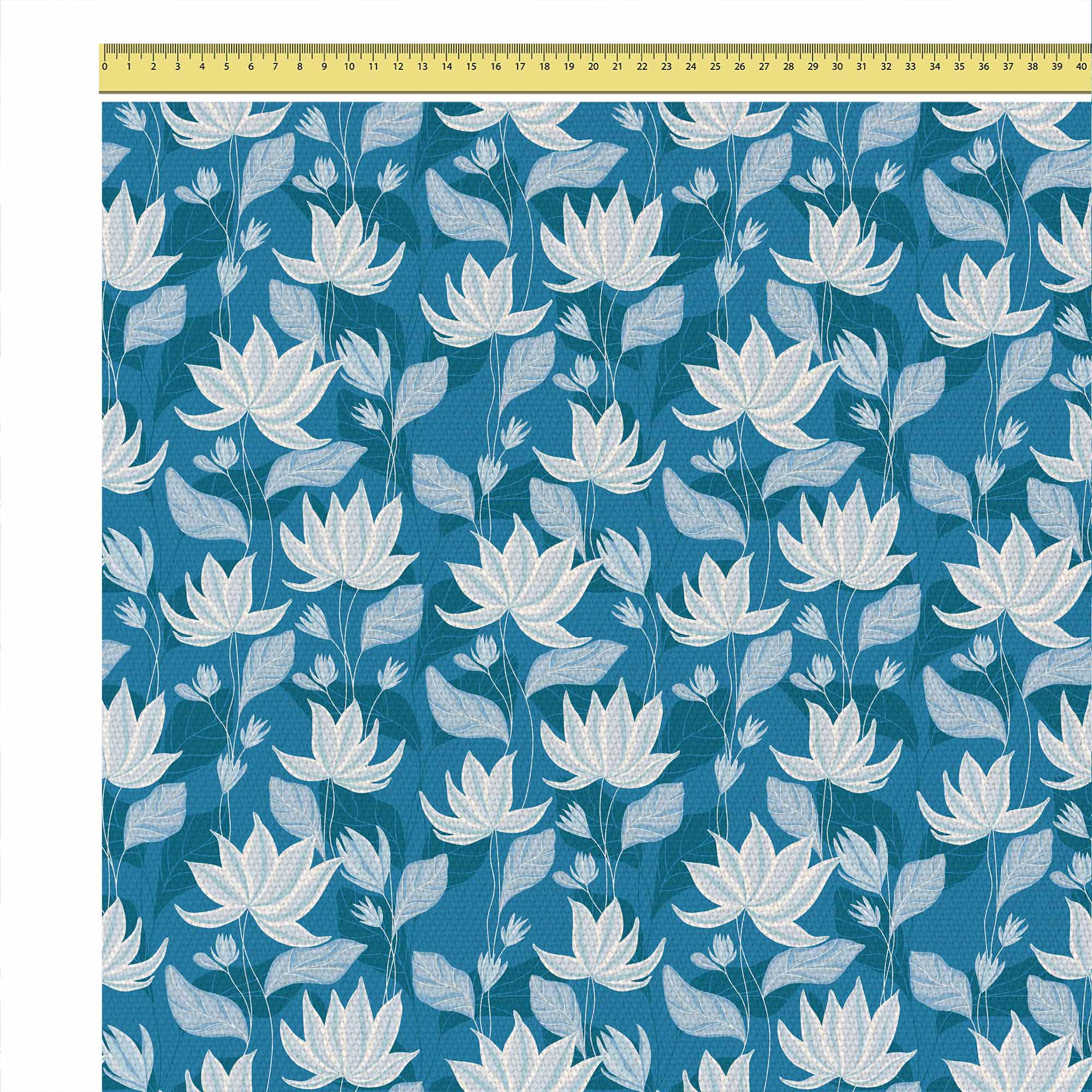 Blue Water Lily-Tablecloth Fabric