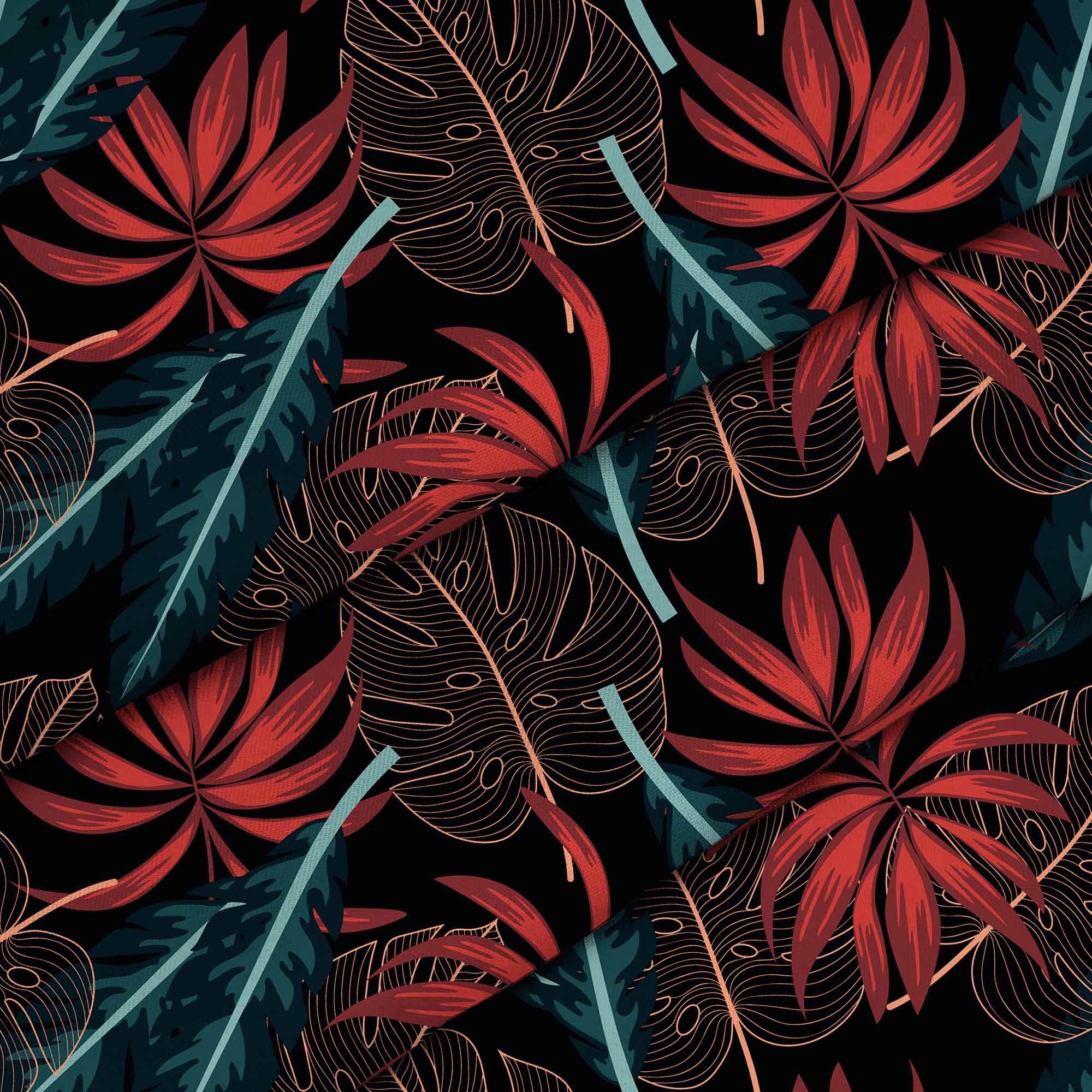 Exotic Leaves on Dark-Velvet