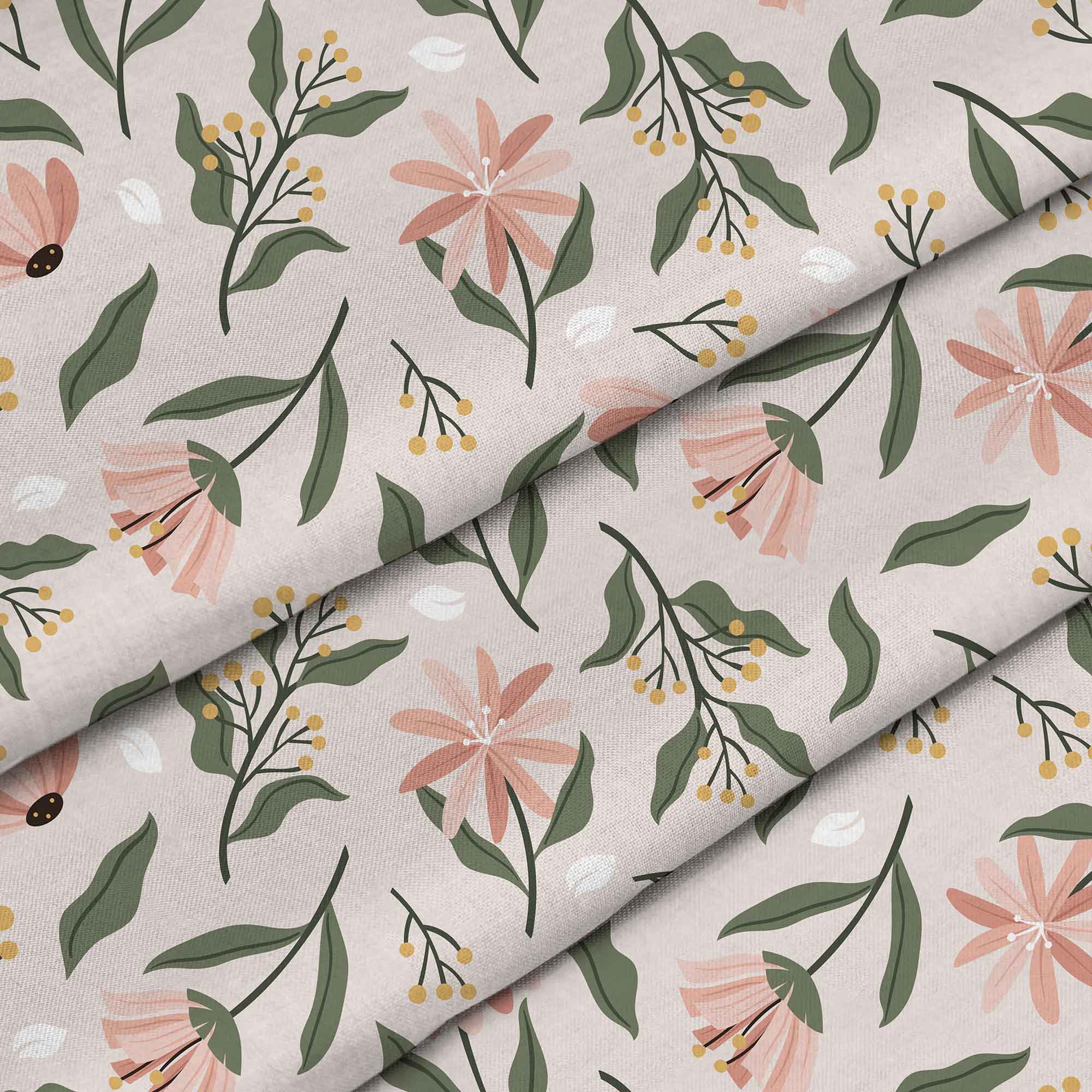 Peach Tones Flowers-Tablecloth Fabric