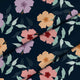 Einfache Blumen auf Navy-Mikrofaser Flach