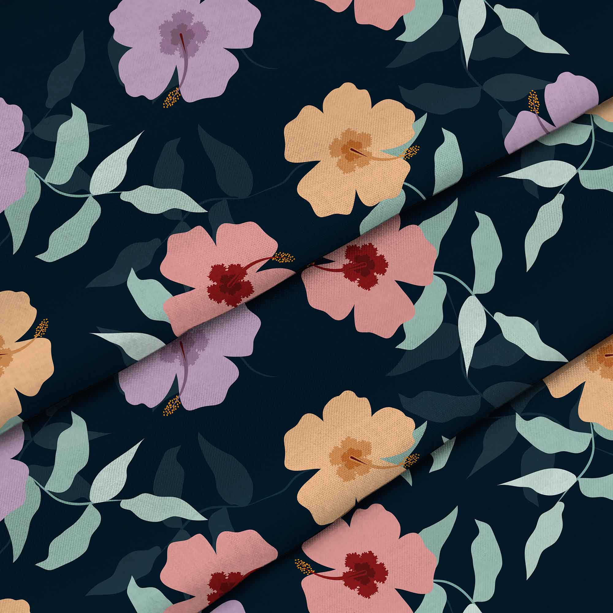 Simple Flowers on Navy-Velvet