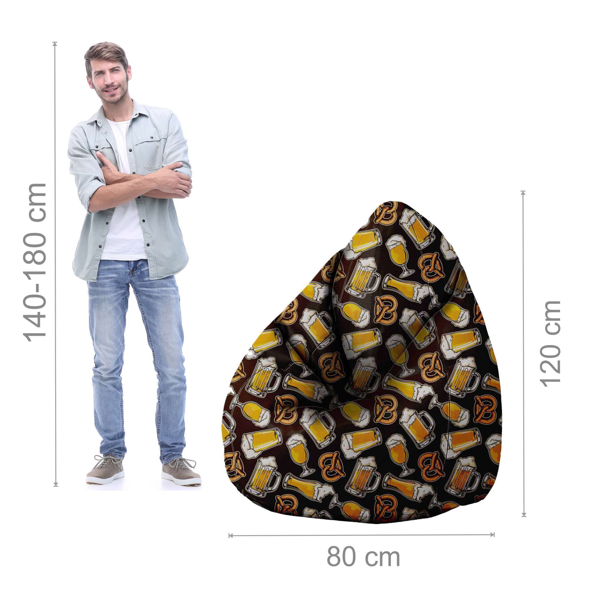 Pearshape Pouf with Footrest Beer And Pretzels-Velvet