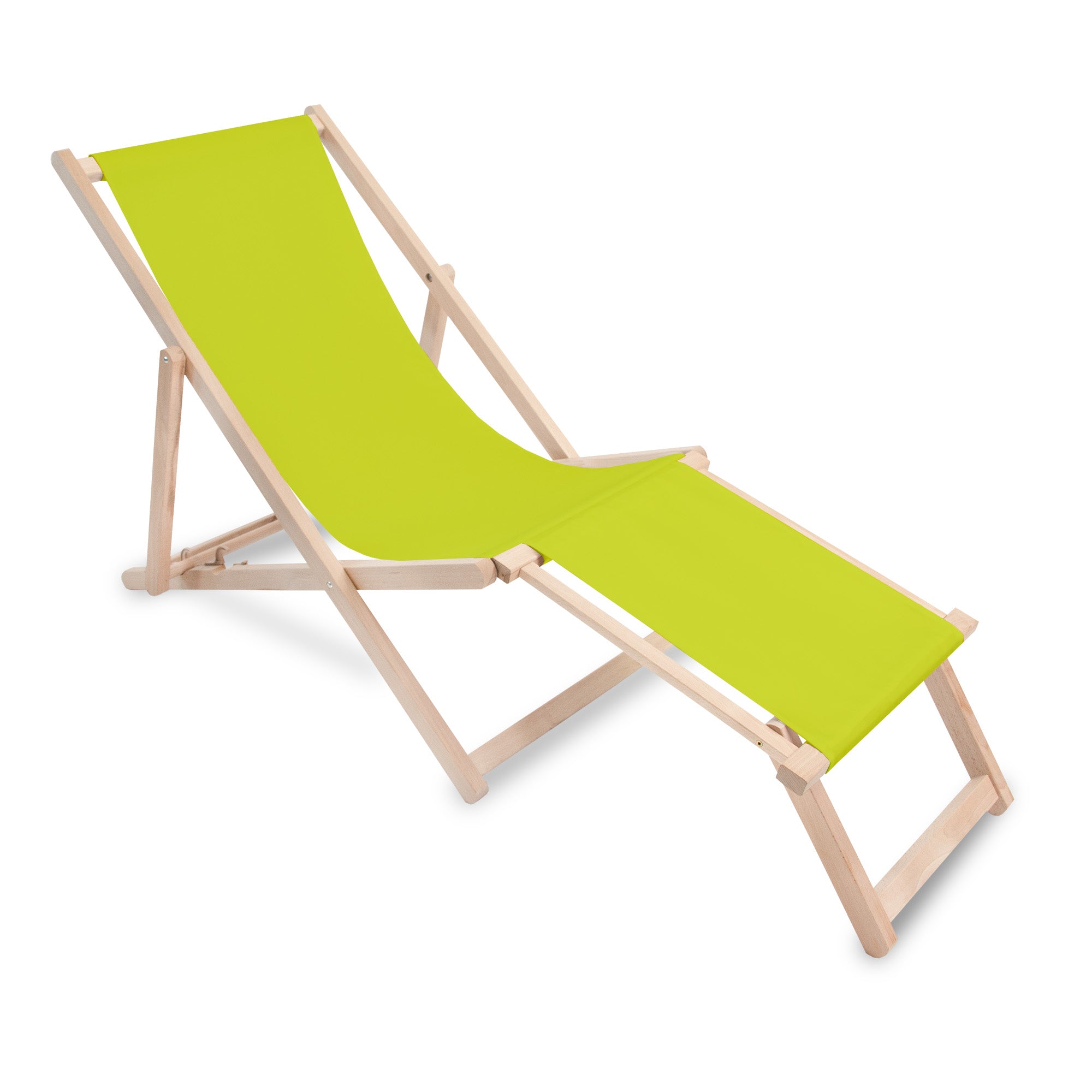 Wooden deck chair with footrest Lime