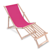 Wooden deck chair with wooden footrest Rose
