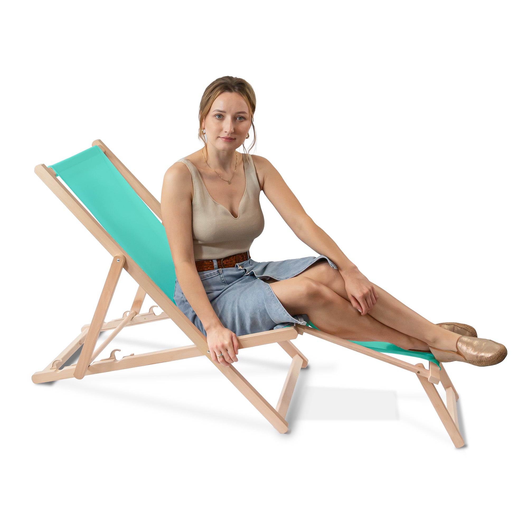 Wooden deck chair with footrest Lazur