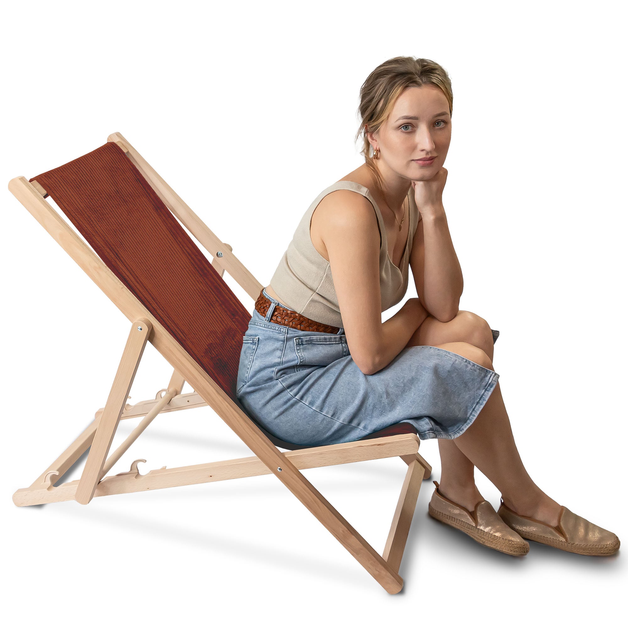 Wooden Deck Chair Lincoln Indian Tan