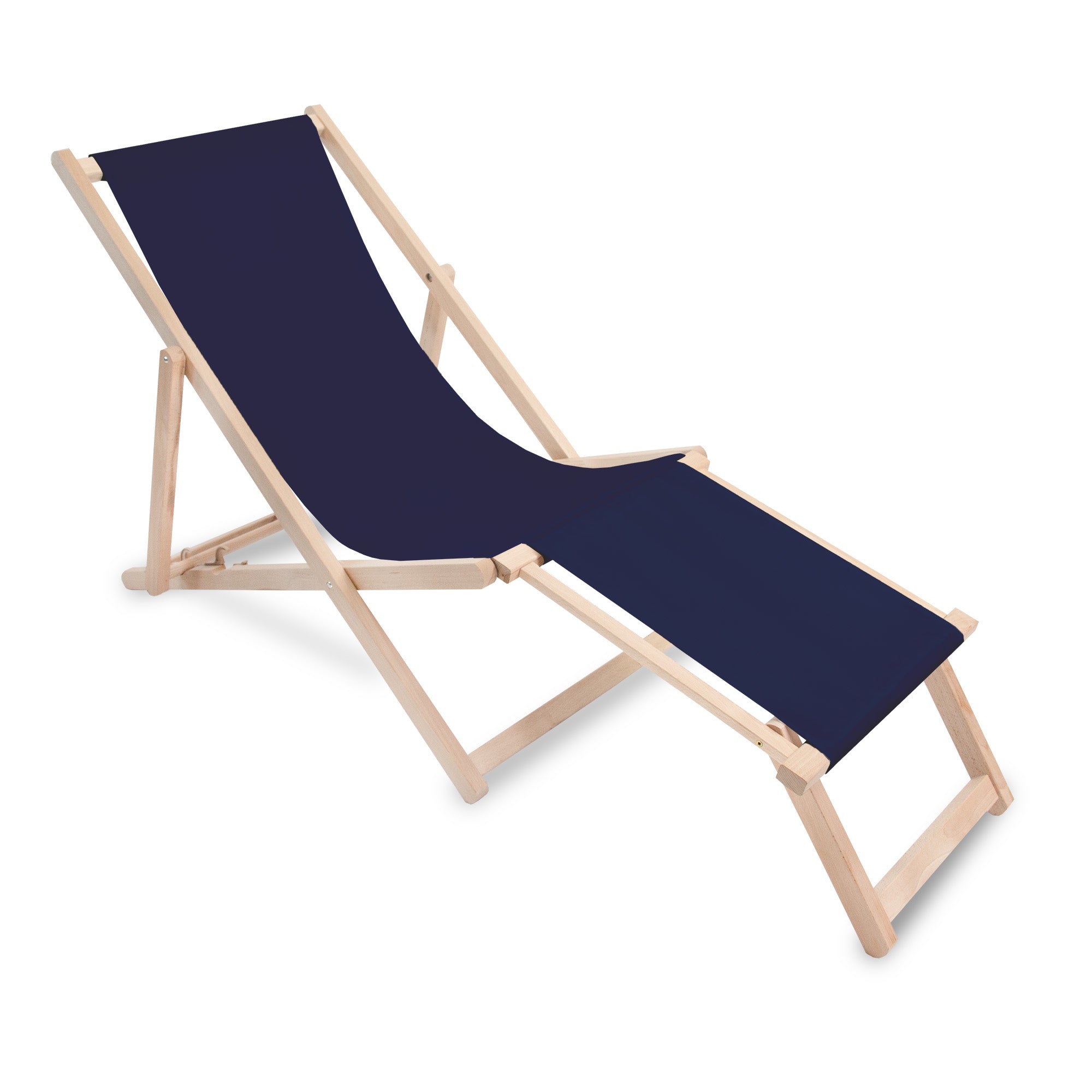 Wooden deck chair with footrest Navy