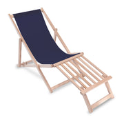 Wooden deck chair with wooden footrest Navy