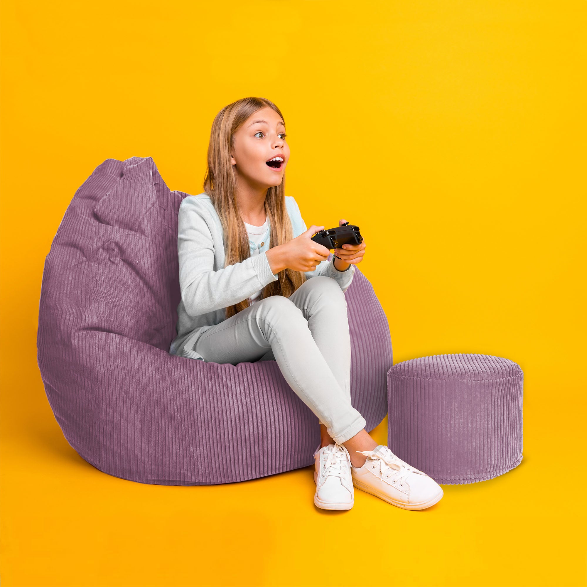 Round pouf footstool Lincoln Plum Smoothie