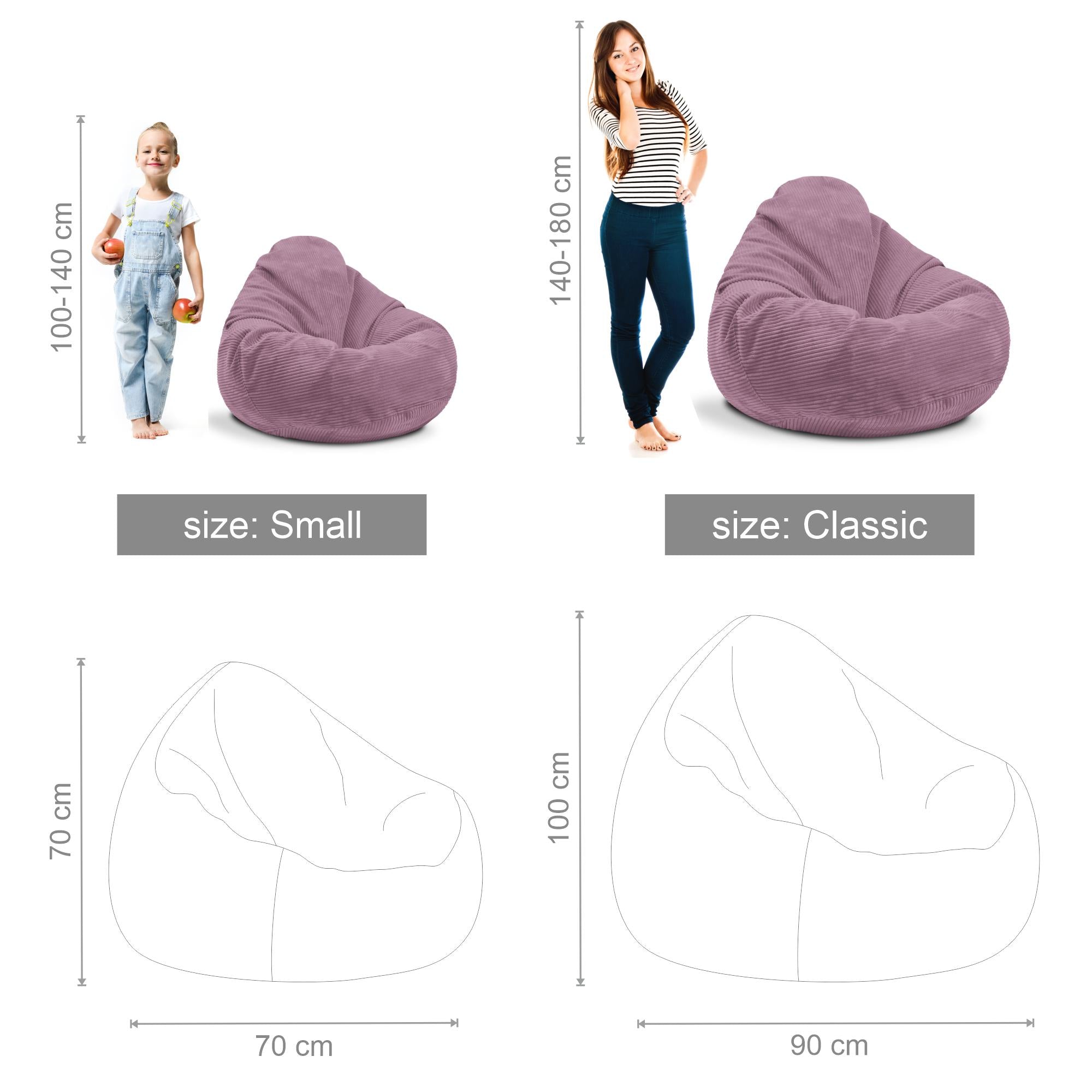 Paradise Pouf with Footstool Plum Smoothie-S