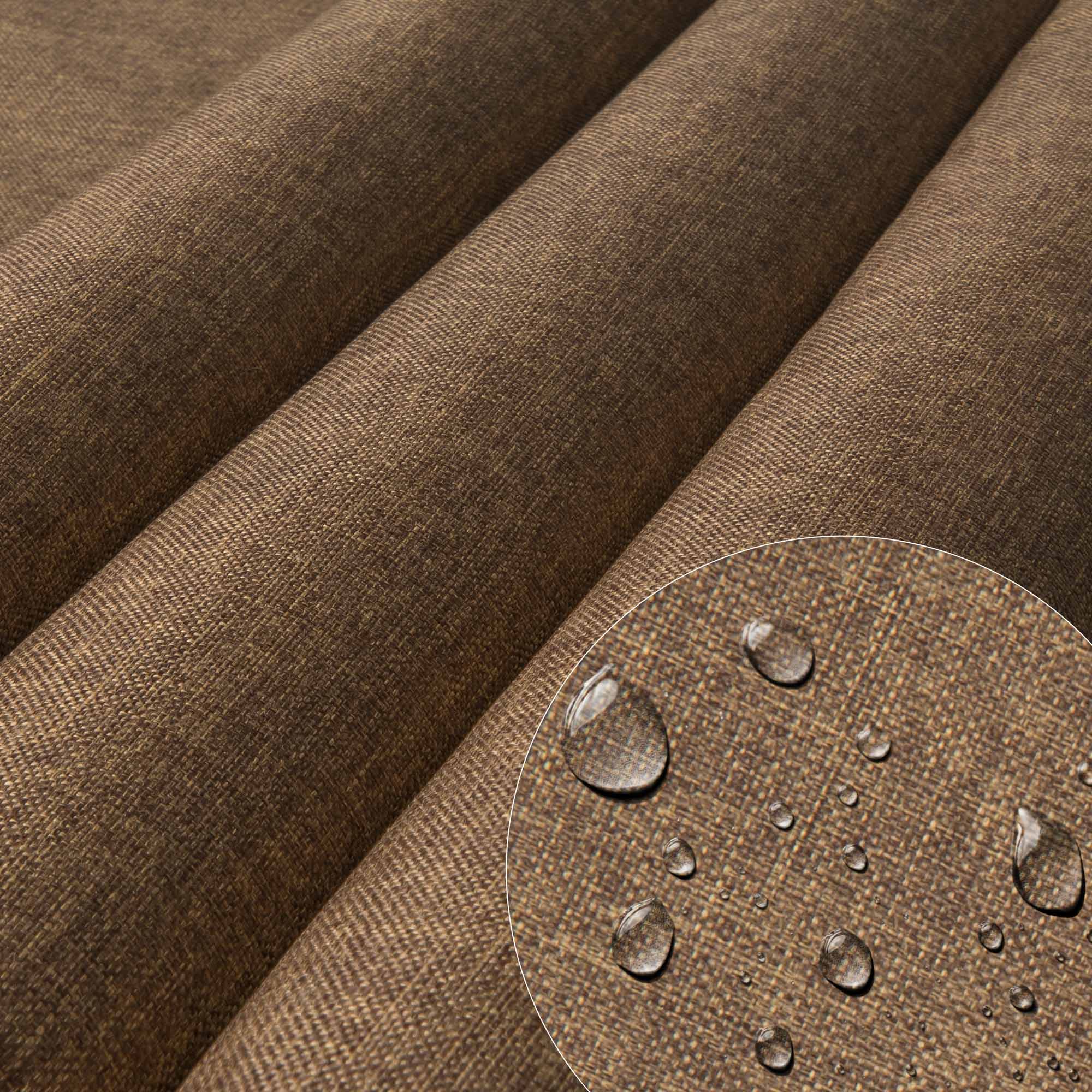 Wooden deck chair with footrest Linen imitation Cinnamon