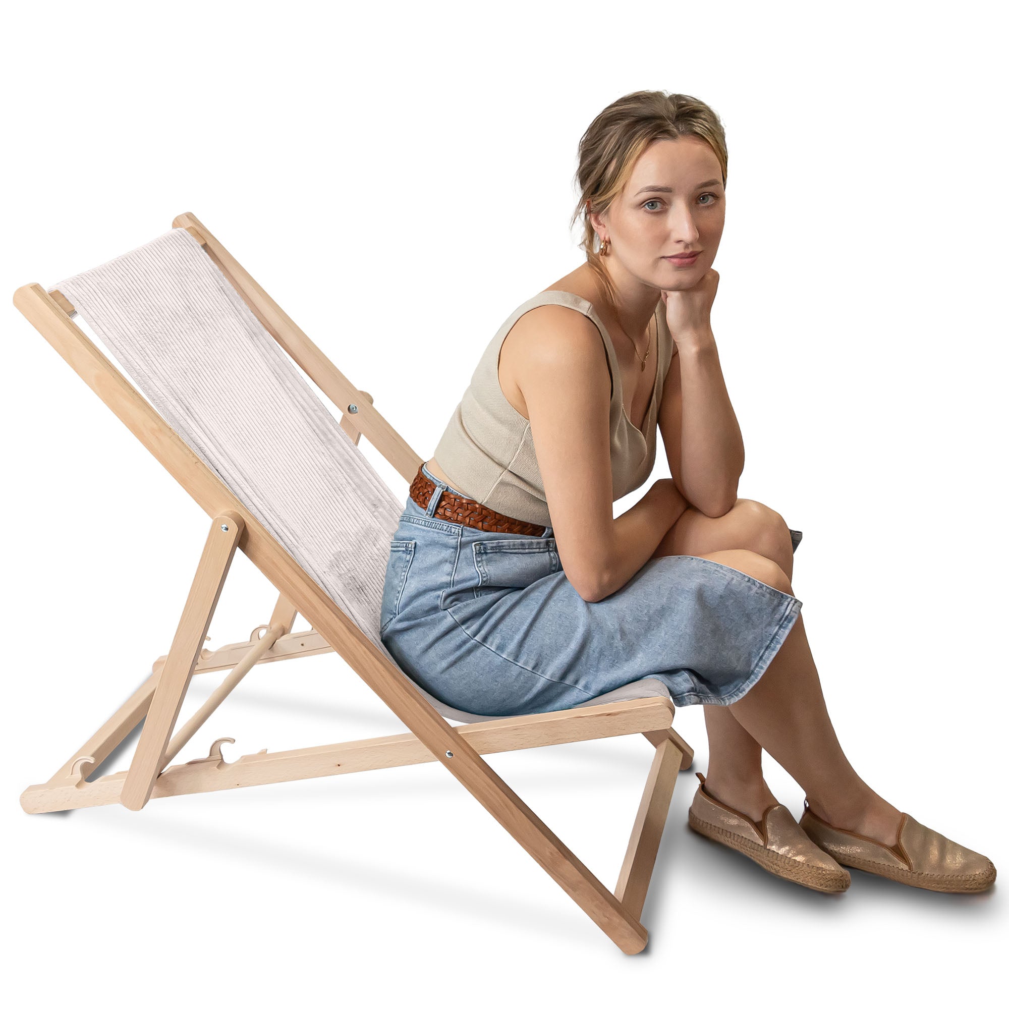 Wooden Deck Chair Lincoln White Dove