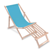 Wooden deck chair with wooden footrest Sky
