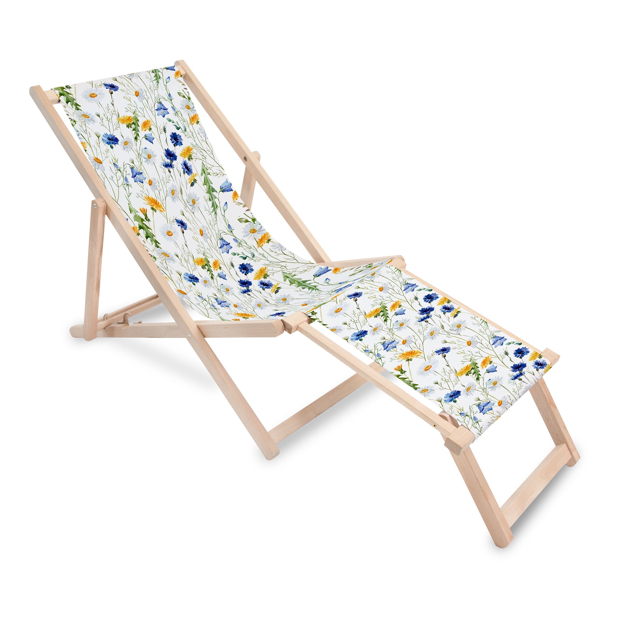 Wooden deck chair with footrest Country Meadow