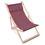 Wooden Deck Chair with Cushion Linen Imitation Fiery Aurora-S