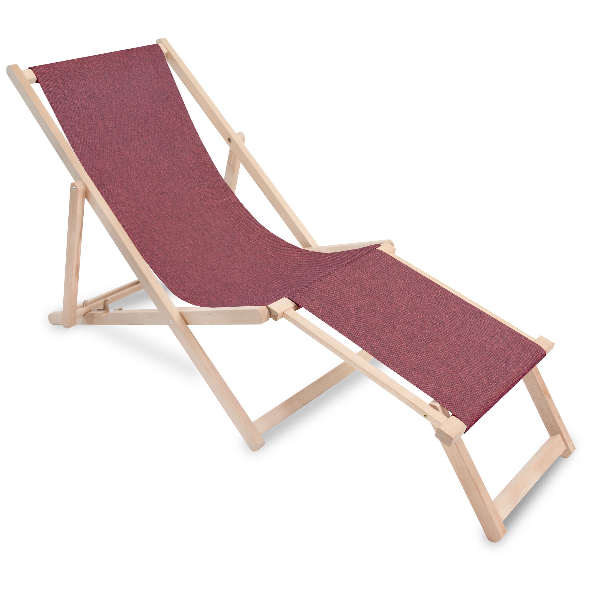Wooden deck chair with footrest Linen imitation Fiery Aurora