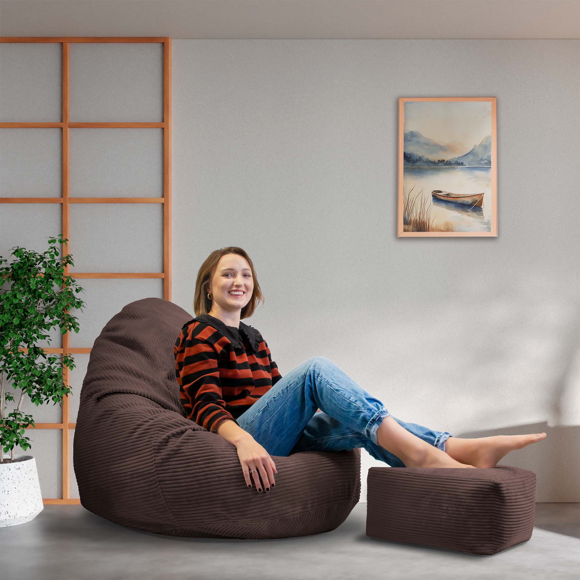 Paradise Hocker mit Fußstütze Dunkle Schokolade-M