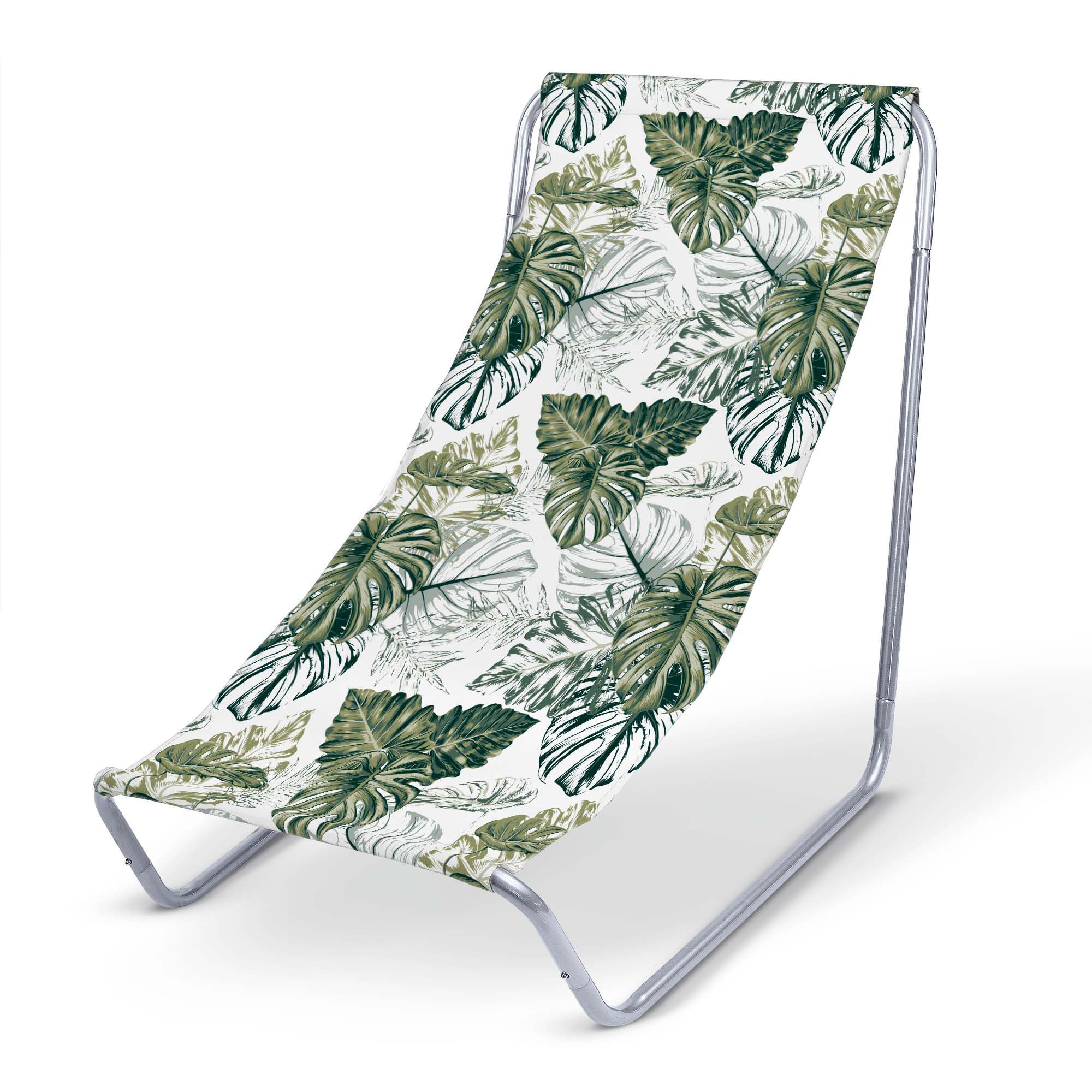 Metal deck chair Monstera Green Leaf
