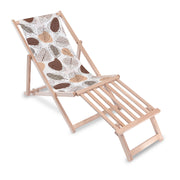 Wooden deck chair with wooden footrest Monstera Lineart