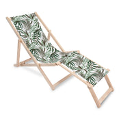Wooden deck chair with footrest Green Tropical