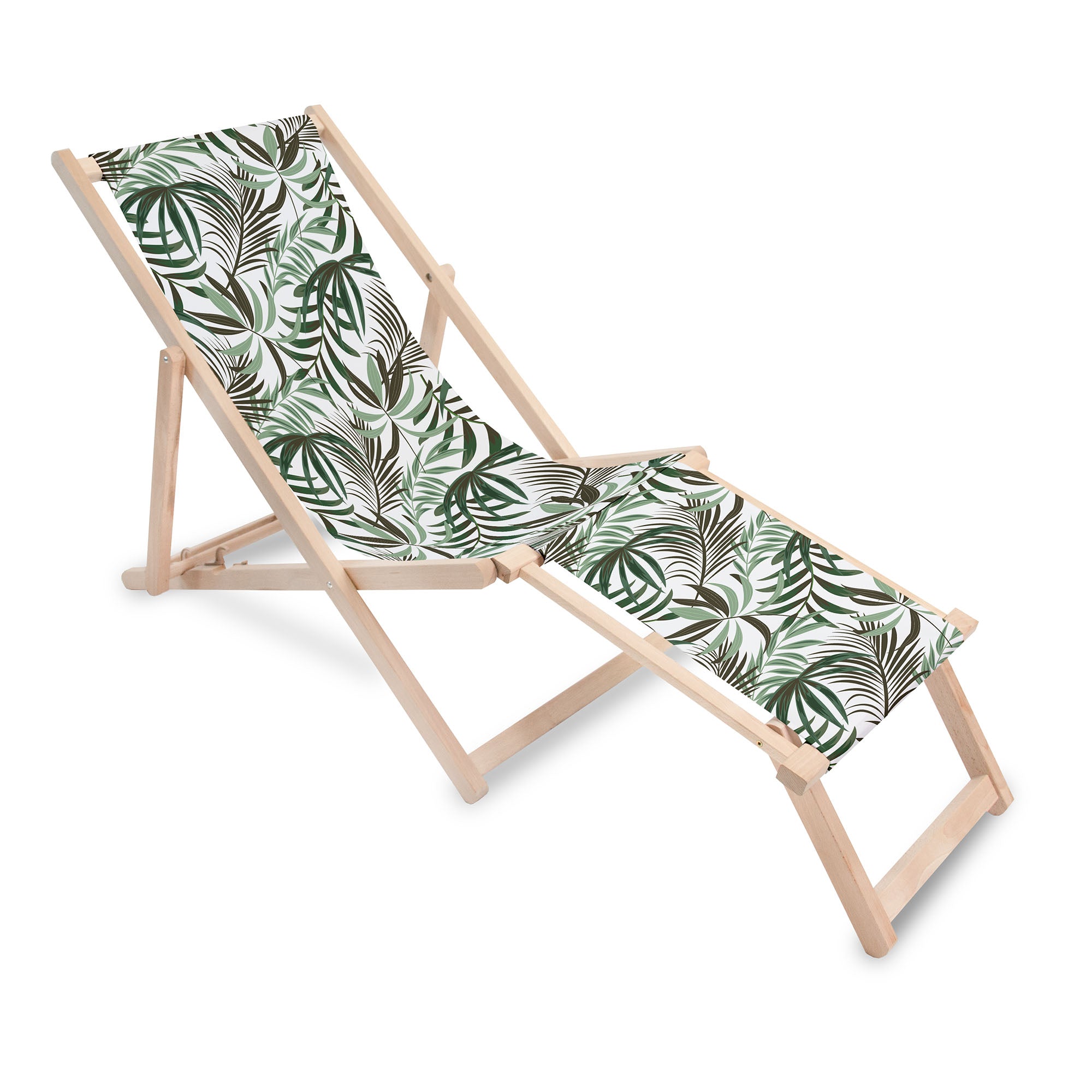 Wooden deck chair with footrest Green Tropical