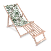 Wooden deck chair with wooden footrest Green Tropical