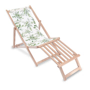 Wooden deck chair with wooden footrest Eucalyptus Leaves