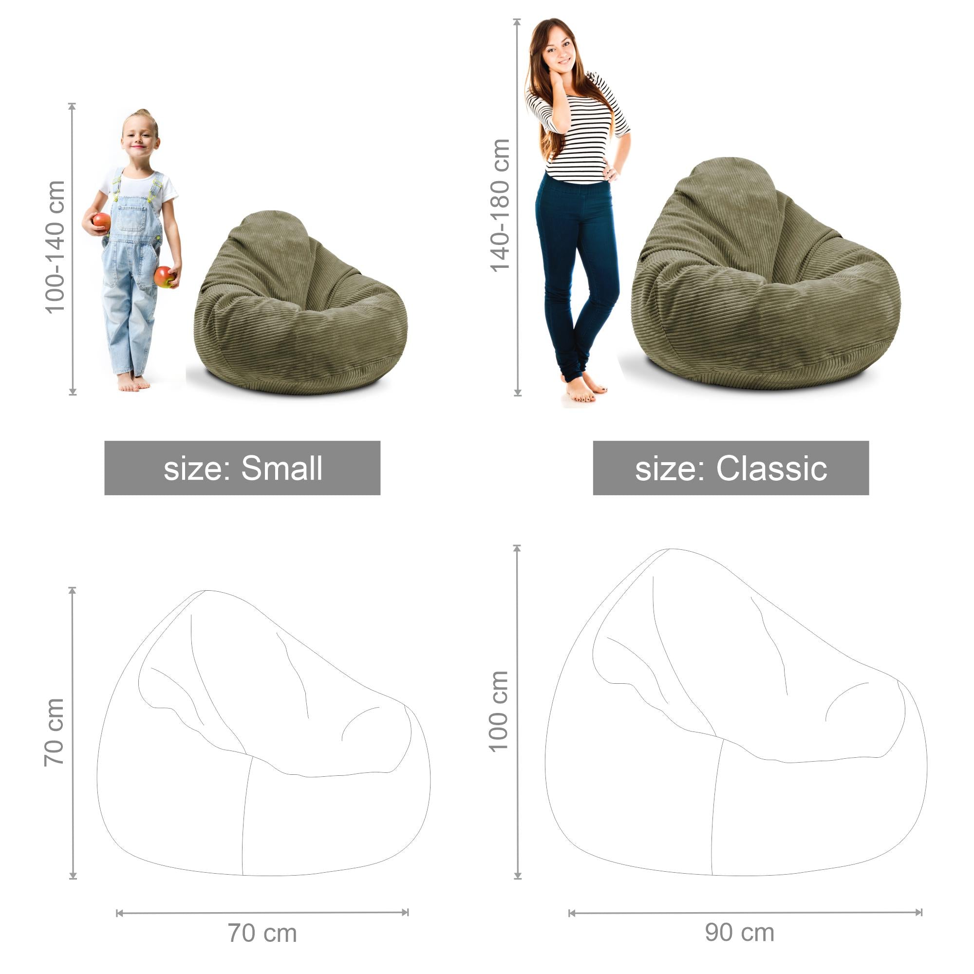 Puf Paradise z Podnóżkiem Dark Olive-S