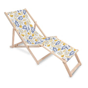 Wooden Deck Chair with Footrest Ginkgo Leaves