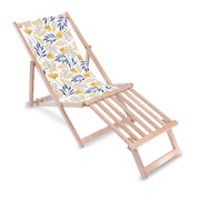 Wooden deck chair with wooden footrest Ginkgo Leaves