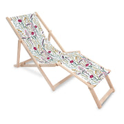 Wooden Deck Chair with Footrest Dried Flowers