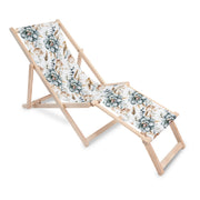 Wooden Deck Chair with Footrest Winter Roses