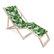 Wooden Deck Chair with Footrest Big Leaves