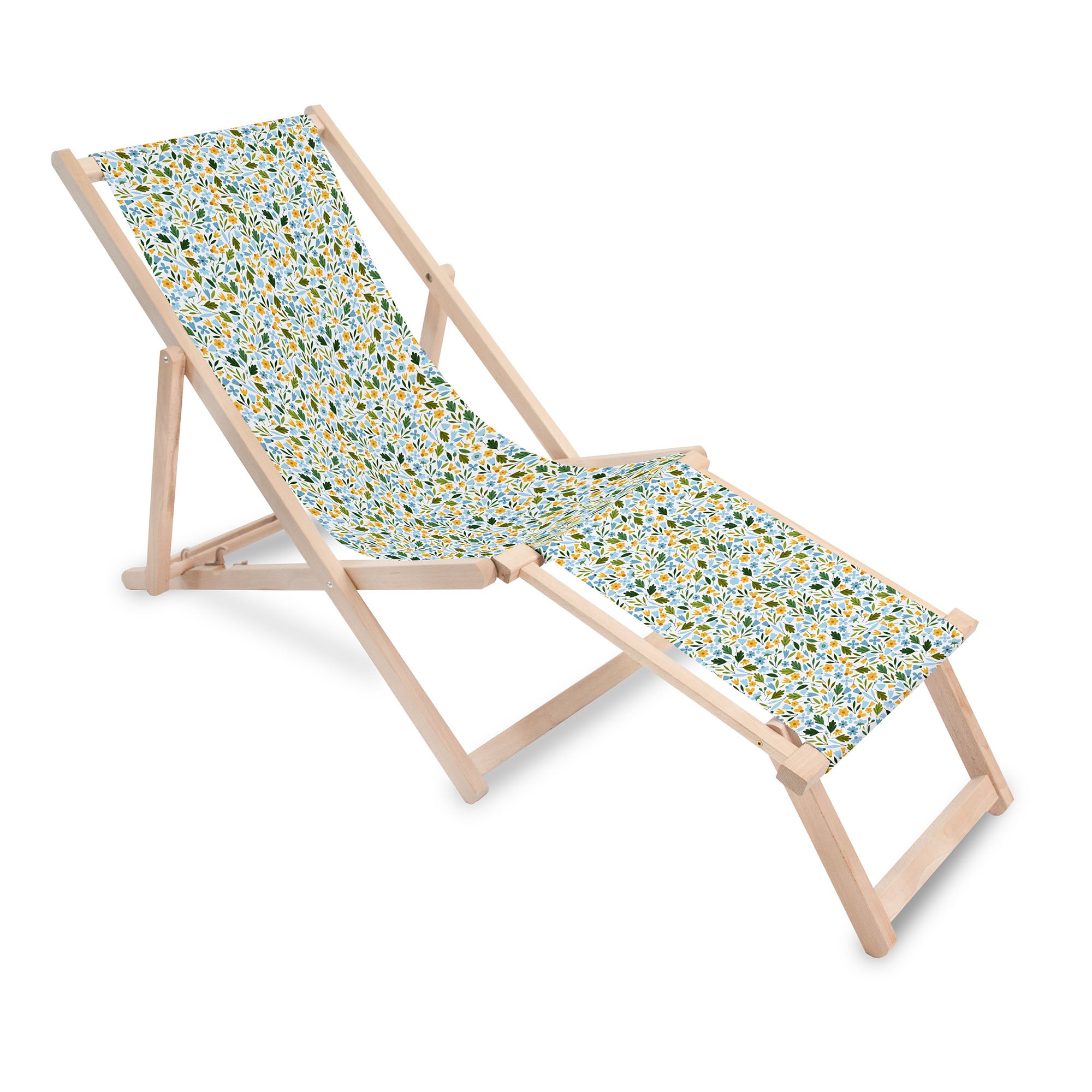 Wooden Deck Chair with Footrest Forget Me Not
