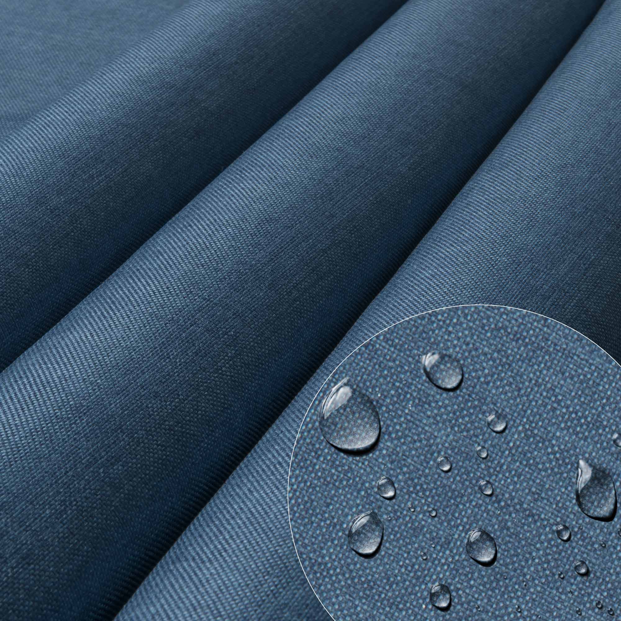 Wooden Deck Chair with Cushion Linen Imitation Denim Dream-S