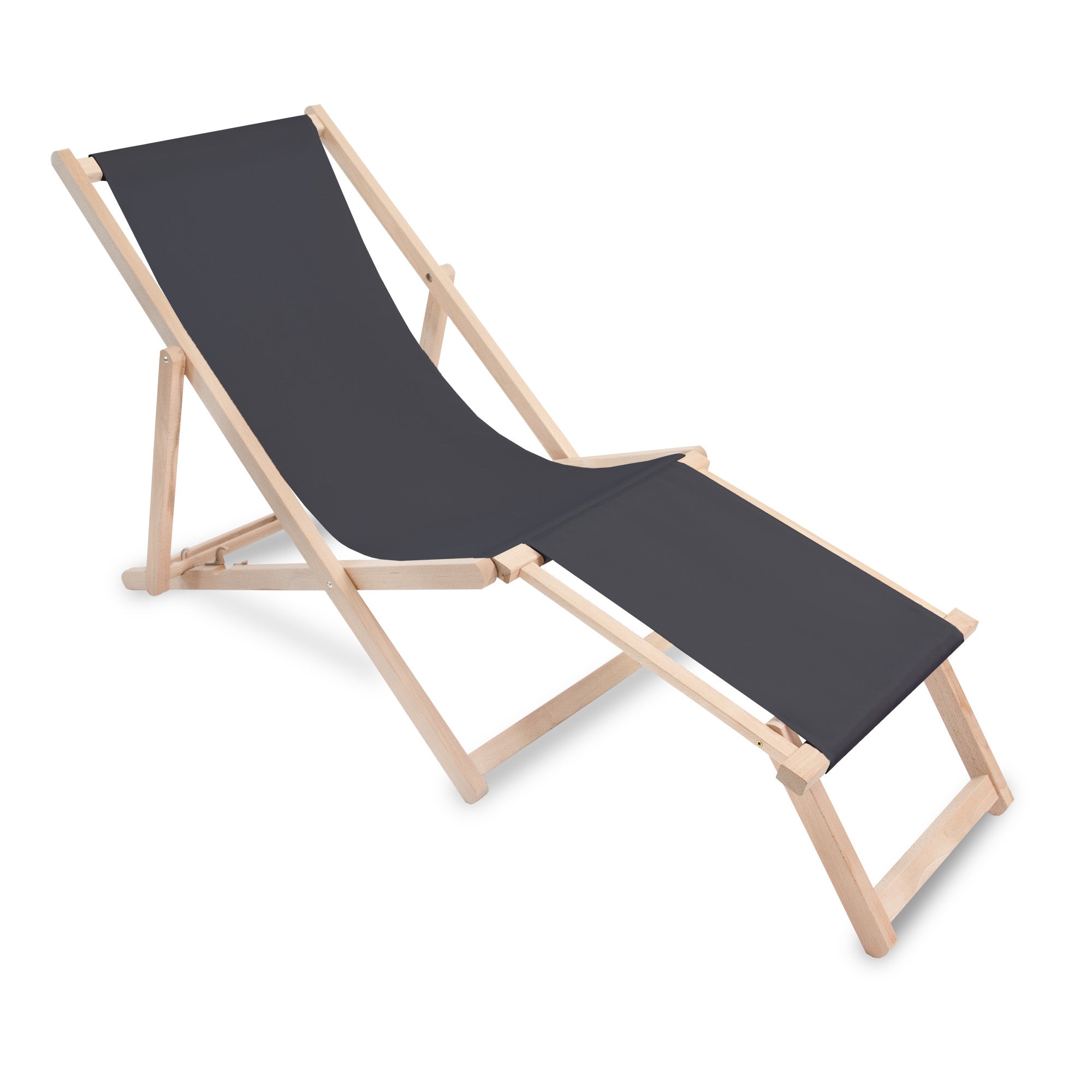 Wooden deck chair with footrest Charcoal