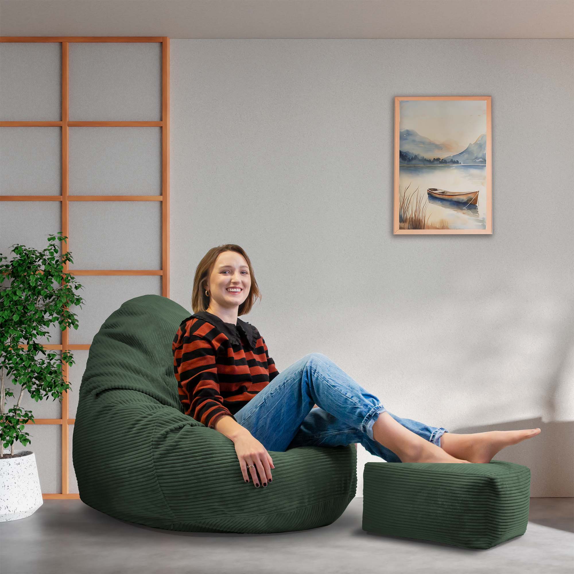 Paradise Hocker mit Fußstütze Waldsinfonie-M