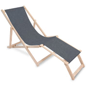 Wooden deck chair with footrest Linen imitation Ocean Isle