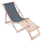 Wooden deck chair with wooden footrest Linen imitation Ocean Isle