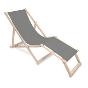 Wooden deck chair with footrest Grey