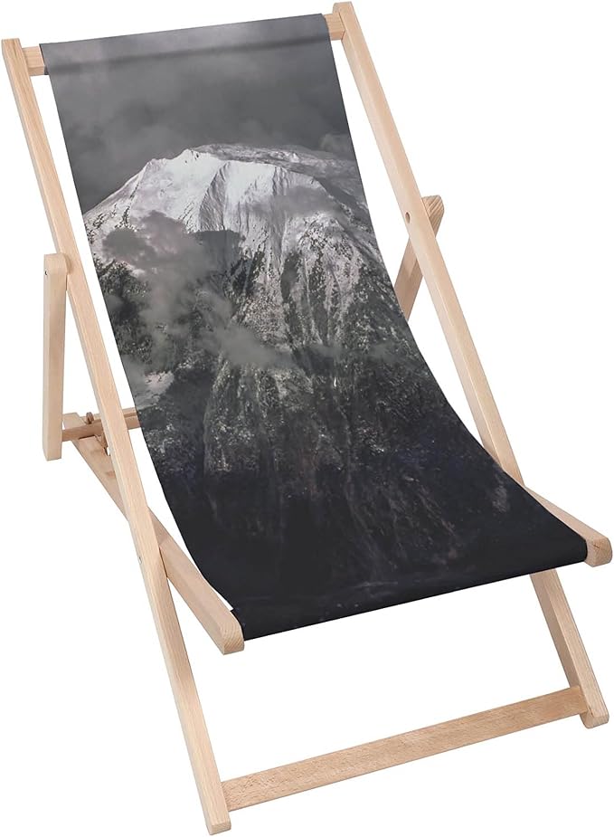 Vintage Wooden Deck Chair Dark Mountains