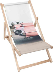 Wooden Deck Chair Summer Pink Car