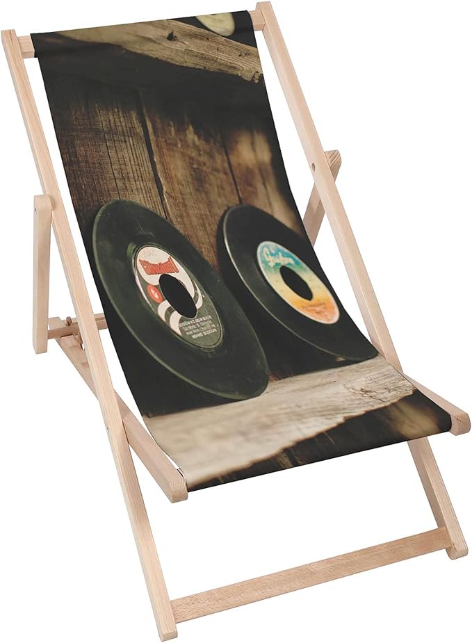 Vintage Wooden Deck Chair Vinyl Records