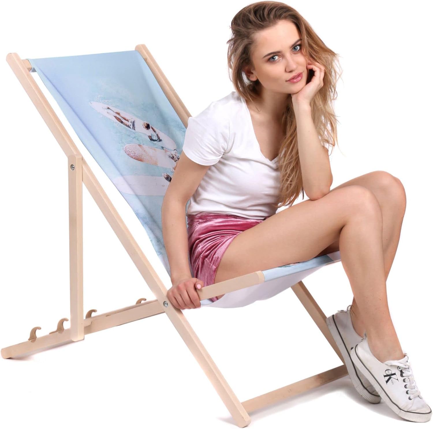 Wooden Deck Chair Surfers Fun