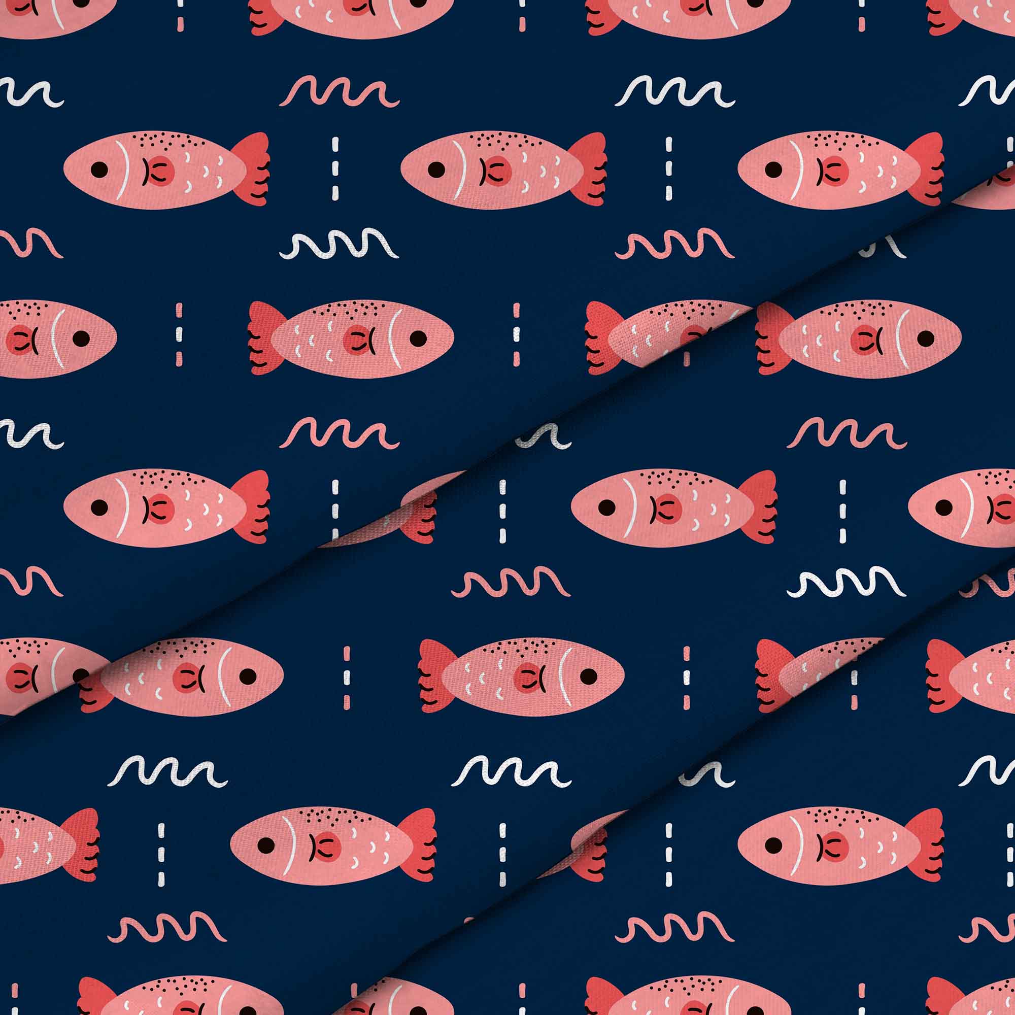 Pink Fish-Tablecloth Fabric