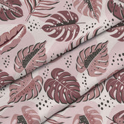 Pink Exotic Leaves-Tablecloth Fabric