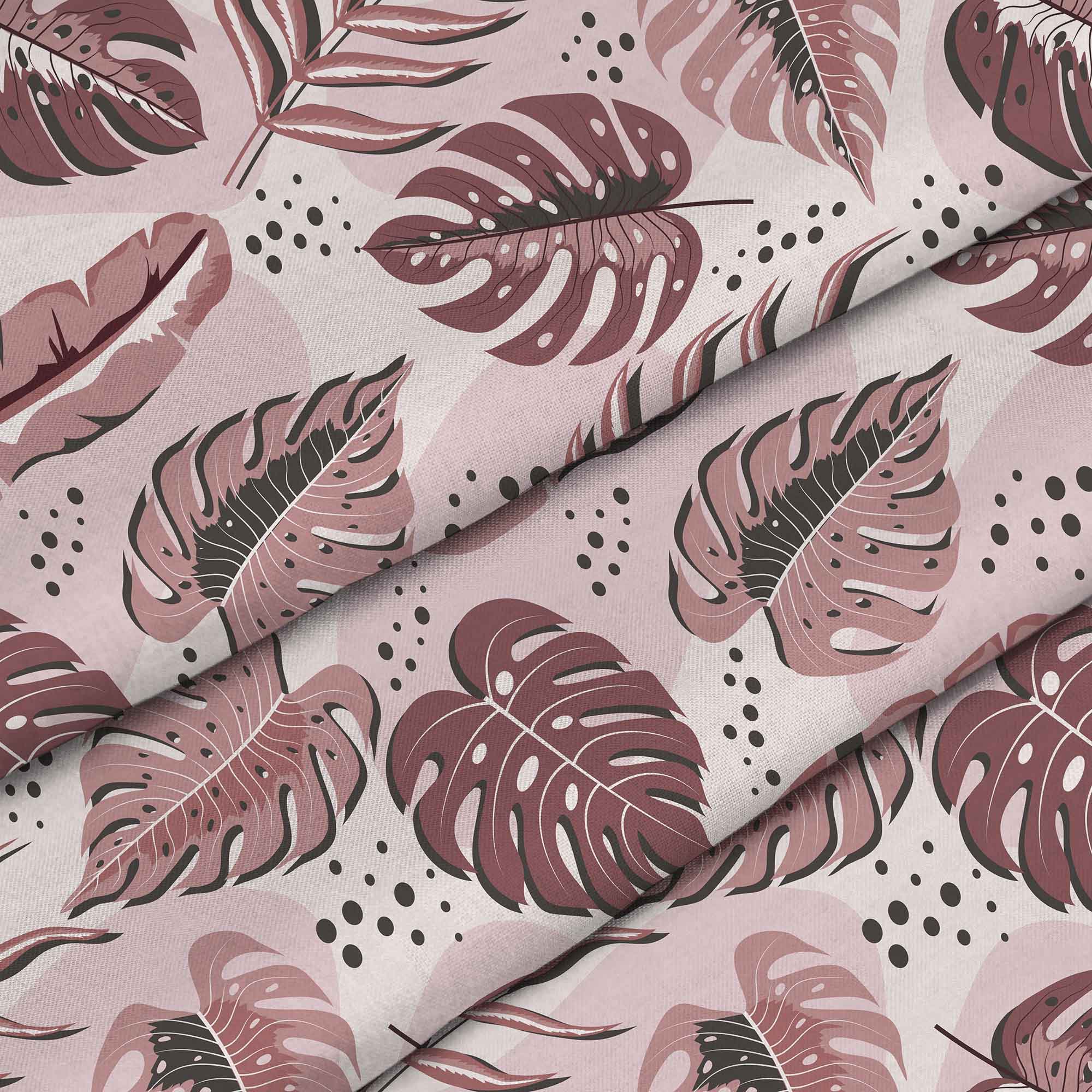 Pink Exotic Leaves-Tablecloth Fabric